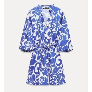 Blue and White Poplin Dress